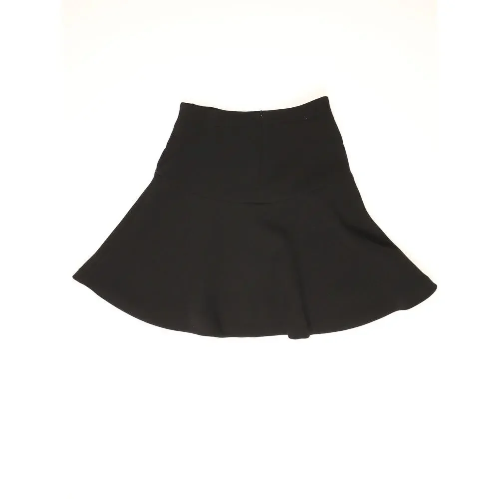Diane von Furstenberg Black A-Line Skater Skirt Structured Size 6 Feminine